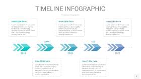 蓝绿色时间轴PPT信息图9