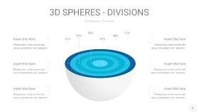 宝石蓝色3D球体切割PPT信息图3
