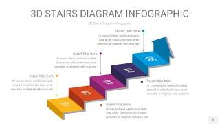 彩色3D阶梯PPT图表5