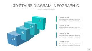 青色渐变3D阶梯PPT图表25