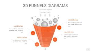 橘红色3D漏斗PPT信息图表8
