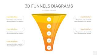 黄色3D漏斗PPT信息图表3