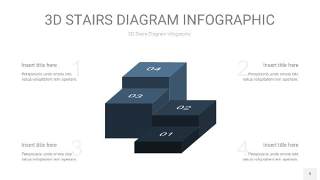 莫兰迪蓝色3D阶梯PPT图表9