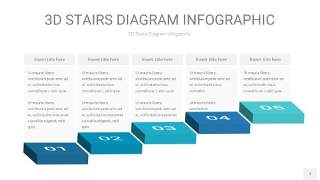 蓝绿色3D阶梯PPT图表7