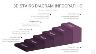 渐变深紫色3D阶梯PPT图表1