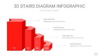 红色3D阶梯PPT图表16