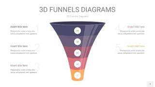 中紫色3D漏斗PPT信息图表3