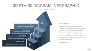 莫兰迪蓝色3D阶梯PPT图表23