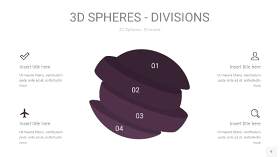 深紫色3D球体切割PPT信息图9