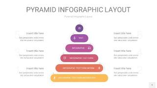 渐变紫黄色3D金字塔PPT信息图表9