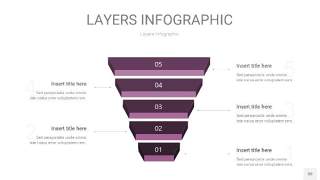 深紫色3D分层PPT信息图50