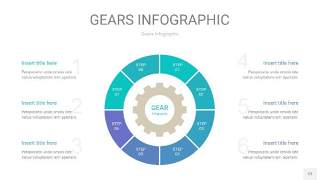 蓝绿色齿轮PPT信息图12