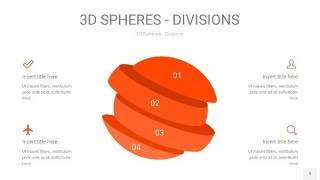橘红色3D球体切割PPT信息图9