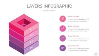 粉紫色3D分层PPT信息图17