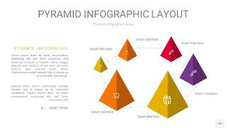 红黄色3D金字塔PPT信息图表24