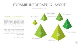 草绿色3D金字塔PPT信息图表24