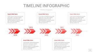 红色时间轴PPT信息图9