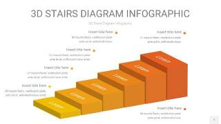 渐变黄色3D阶梯PPT图表1