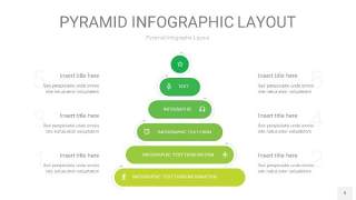 草绿色3D金字塔PPT信息图表9