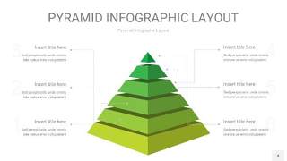 草绿色3D金字塔PPT信息图表4