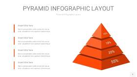 橘红色3D金字塔PPT信息图表3