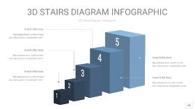 莫兰迪蓝色3D阶梯PPT图表24