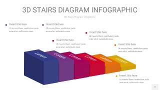 多色3D阶梯PPT图表3