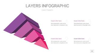 粉紫色3D分层PPT信息图38