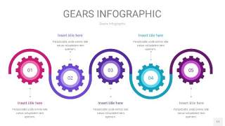 玫瑰紫色齿轮PPT信息图17