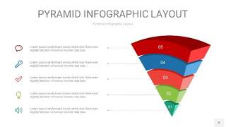 红绿色3D金字塔PPT信息图表8