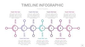 粉紫蓝色时间轴PPT信息图13