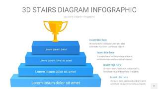 渐变蓝色3D阶梯PPT图表11