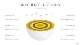 灰黄色3D球体切割PPT信息图3