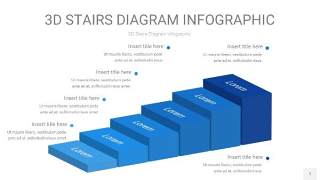 渐变蓝色3D阶梯PPT图表1