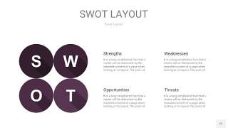 深紫色SWOT图表PPT12