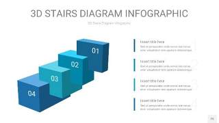 蓝绿色3D阶梯PPT图表25