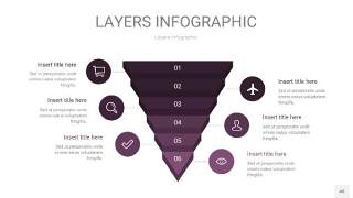 深紫色3D分层PPT信息图48