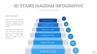 渐变蓝色3D阶梯PPT图表27