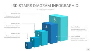 蓝绿色3D阶梯PPT图表24