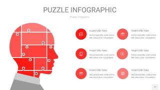 红色拼图PPT图表11