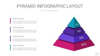 渐变紫色3D金字塔PPT信息图表3