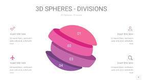 渐变粉色3D球体切割PPT信息图9