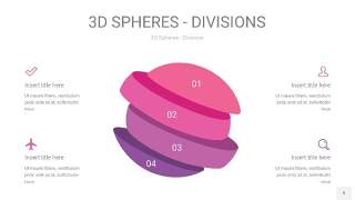 渐变粉色3D球体切割PPT信息图9