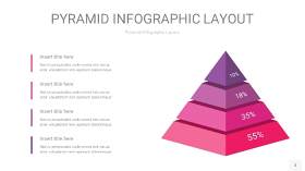 粉紫色3D金字塔PPT信息图表3