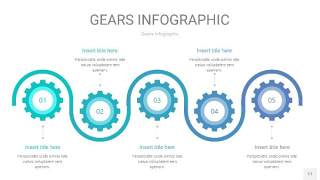 蓝绿色齿轮PPT信息图17