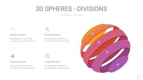 渐变紫黄色3D球体切割PPT信息图7