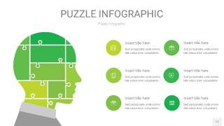 绿色拼图PPT图表11