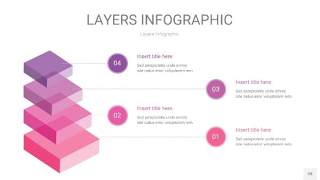 粉紫色3D分层PPT信息图28