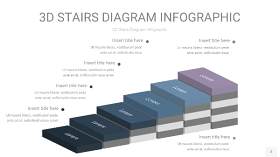 莫兰迪蓝色3D阶梯PPT图表2