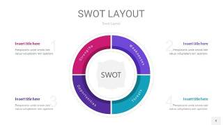 玫瑰紫SWOT图表PPT8